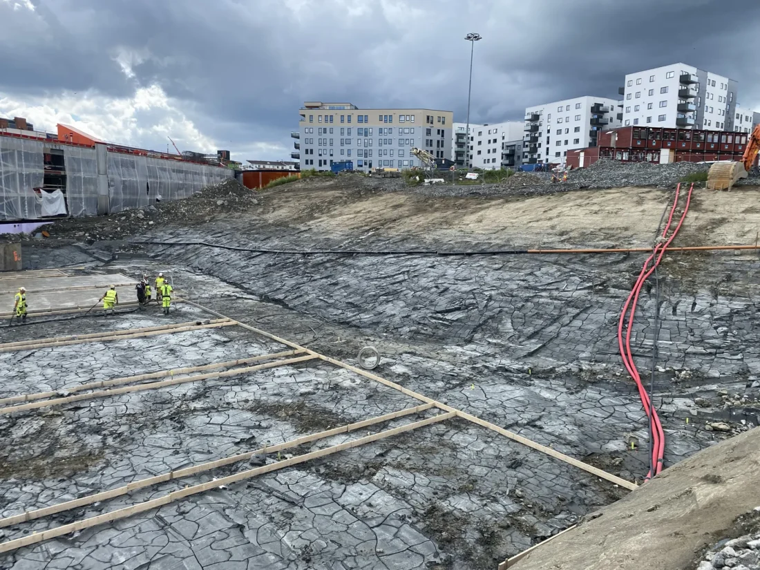 grunnarbeider ved triaden kjøpesenter, betong arbeid